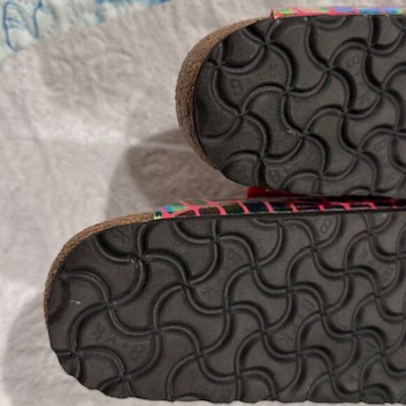 Birkenstock Arizona Gator Gleam Barbie Pink Two-Strap Comfort Women Sandal - Picture 2 of 3